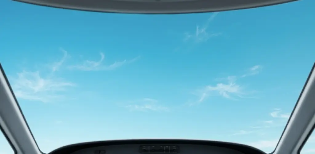 A clear sky as viewed from a cockpit
